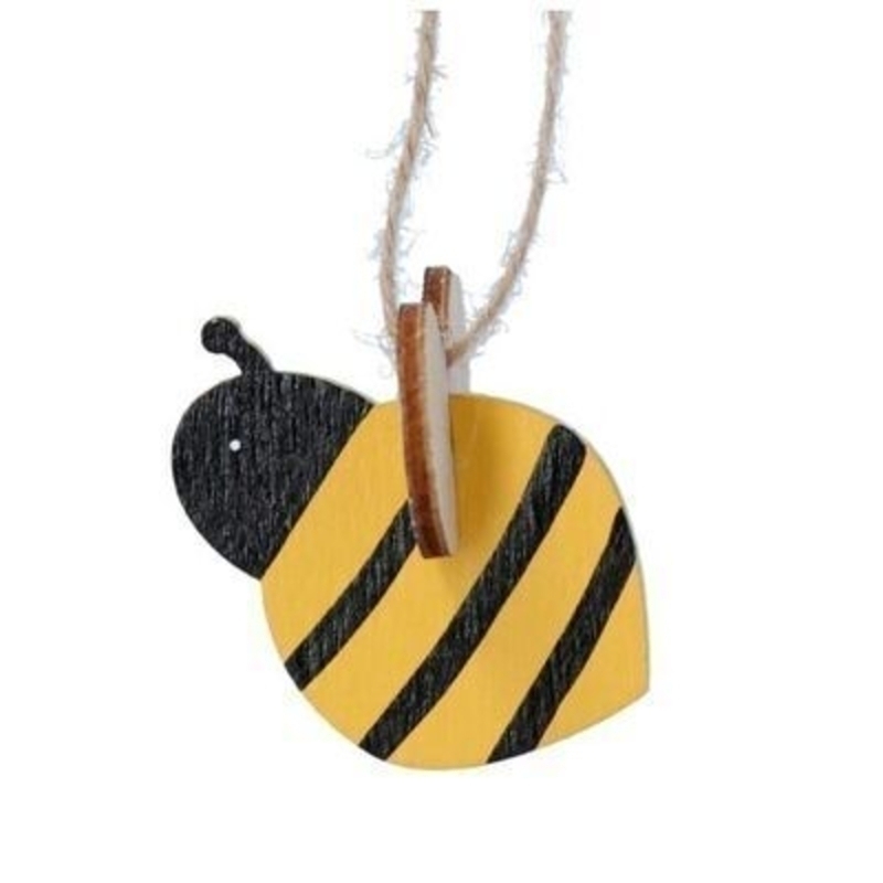 Wooden black and yellow hanging bee decoration. The perfect addition to your home for Easter and Spring. By Gisela Graham.